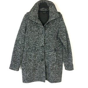 Weatherproof Womens Coat L Thick Marled Knit Button Down Collared Sweater Jacket